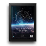 تابلو آسمان با قطب نما باجزئیات مدل ST18 قاب مشکی